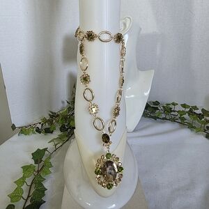 Gold with Green Crystal Stones Glam Ankle Bracelet